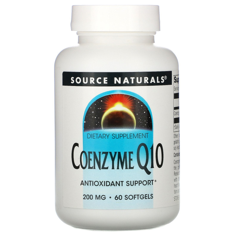 Source Naturals, Коэнзим Q10, 200 мг, 60 гелевых капсул