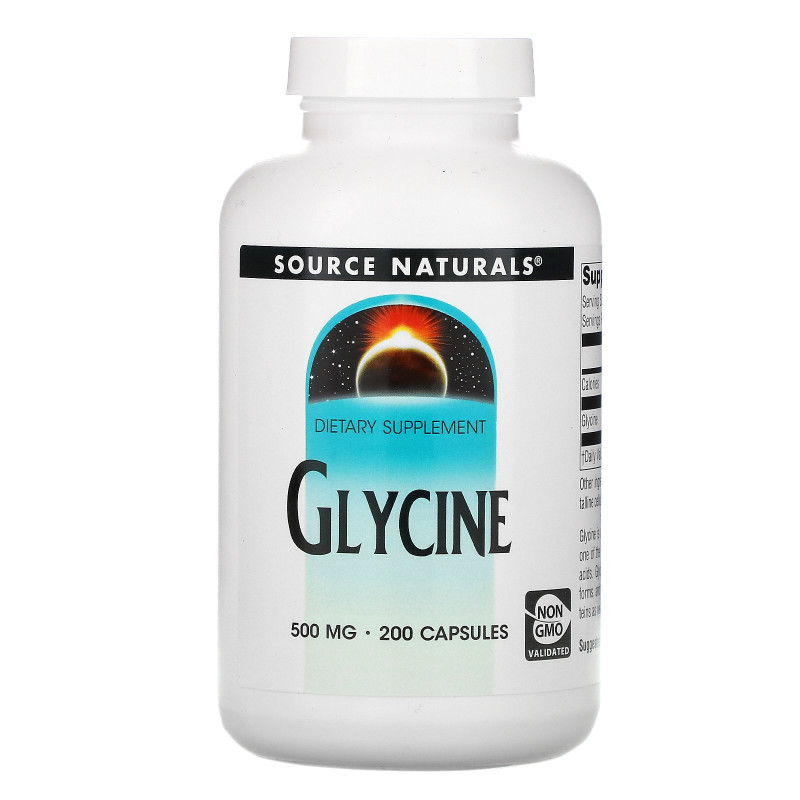 Source Naturals, Глицин, 500 мг, 200 капсул