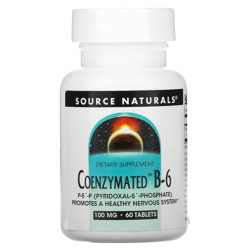 Source Naturals, Коферментный B-6, 100 мг, 60 таблеток