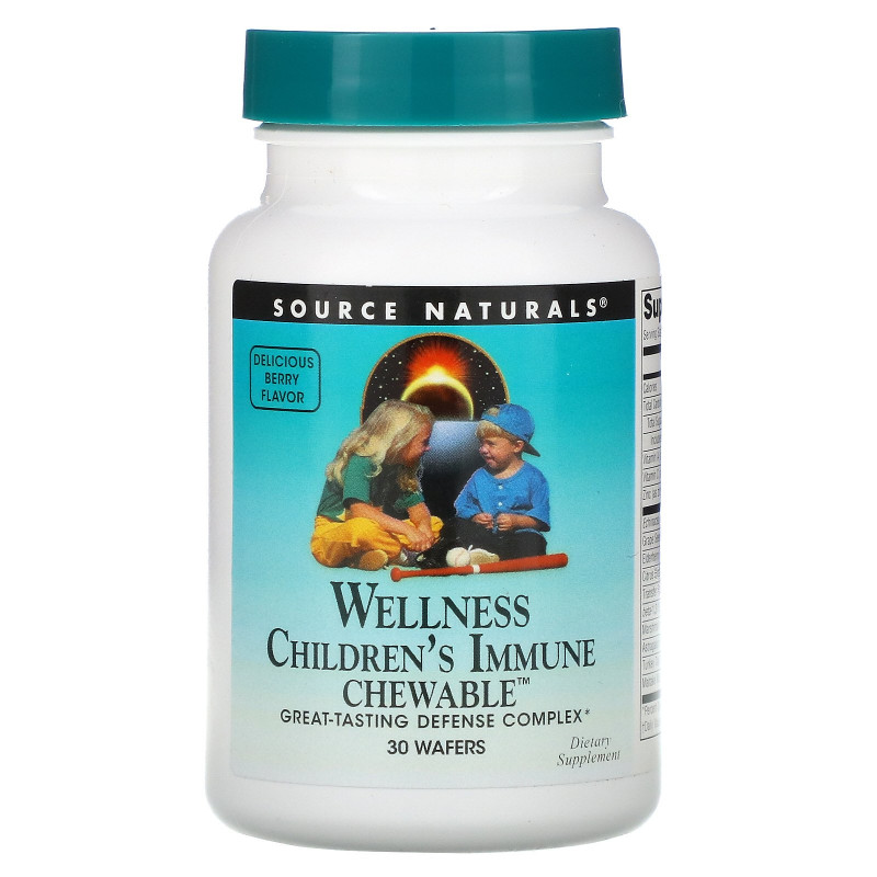 Source Naturals, Wellness, Детские Жевательные Витамины для Имунной Системы 30 конфет