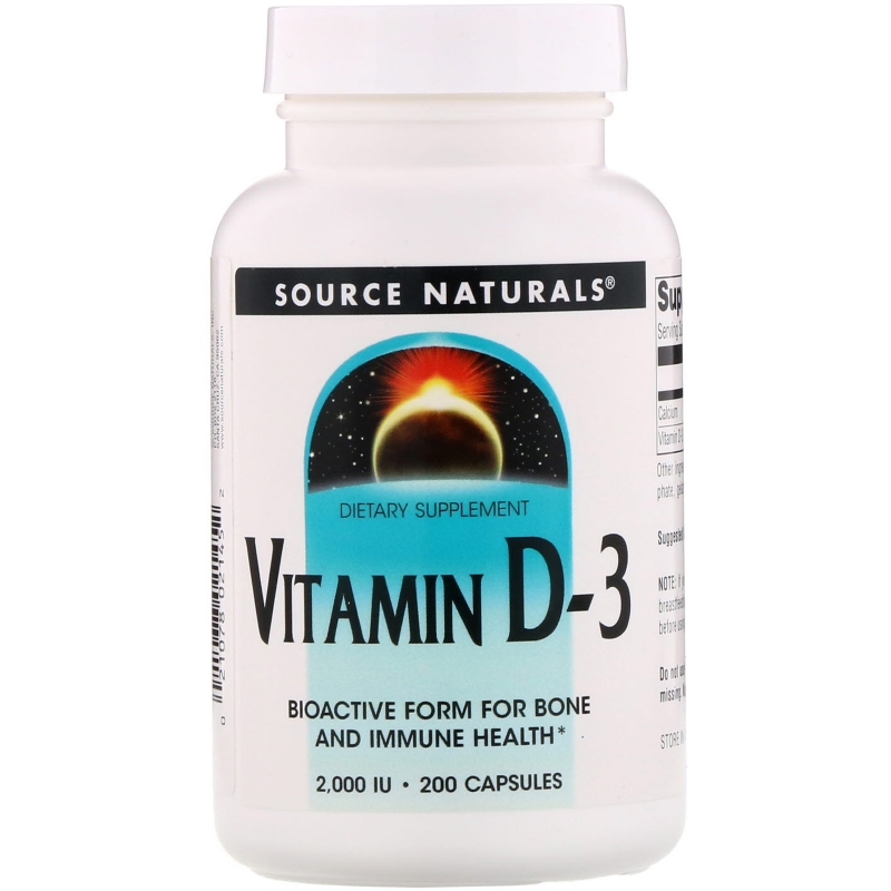 Source Naturals, Витамин D-3, 2000 МЕ, 200 капсул