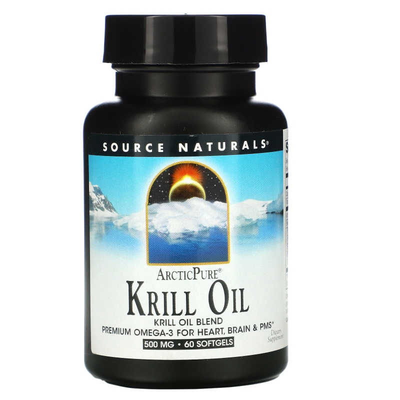 Source Naturals, Arctic Pure, крилевый жир, 500 мг, 60 желатиновых капсул