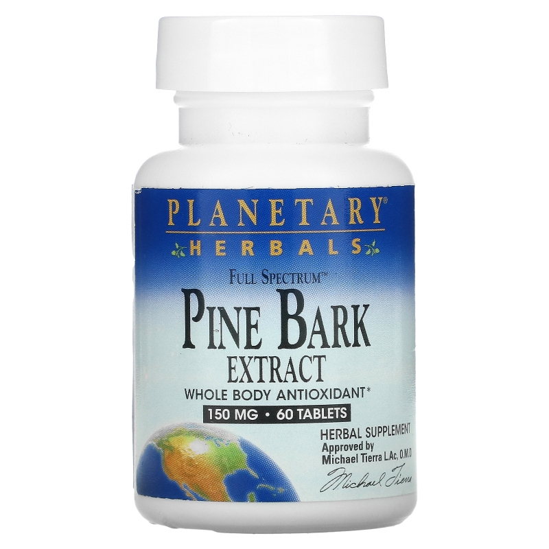 Planetary Herbals, Экстракт коры сосны полного спектра действия, 150 мг, 60 таблеток