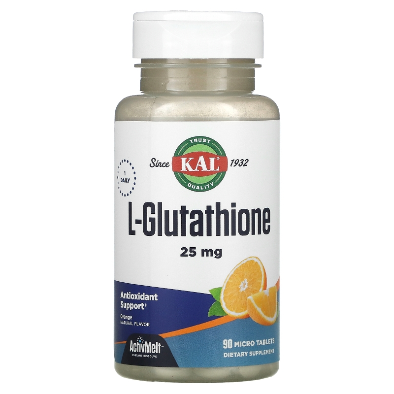 KAL, L-глутатион, ActivMelt, апельсин, 25 мг, 90 микротаблеток