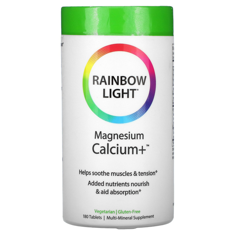 Rainbow Light, Магний и кальций+, пищевая формула, 180 таблеток