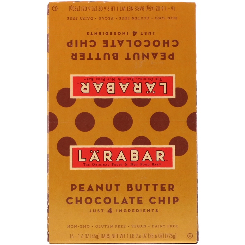 Larabar, Батончики с шоколадной крошкой и арахисовым маслом, 16 батончиков, каждый батончик по 1,6 унций (45 г)