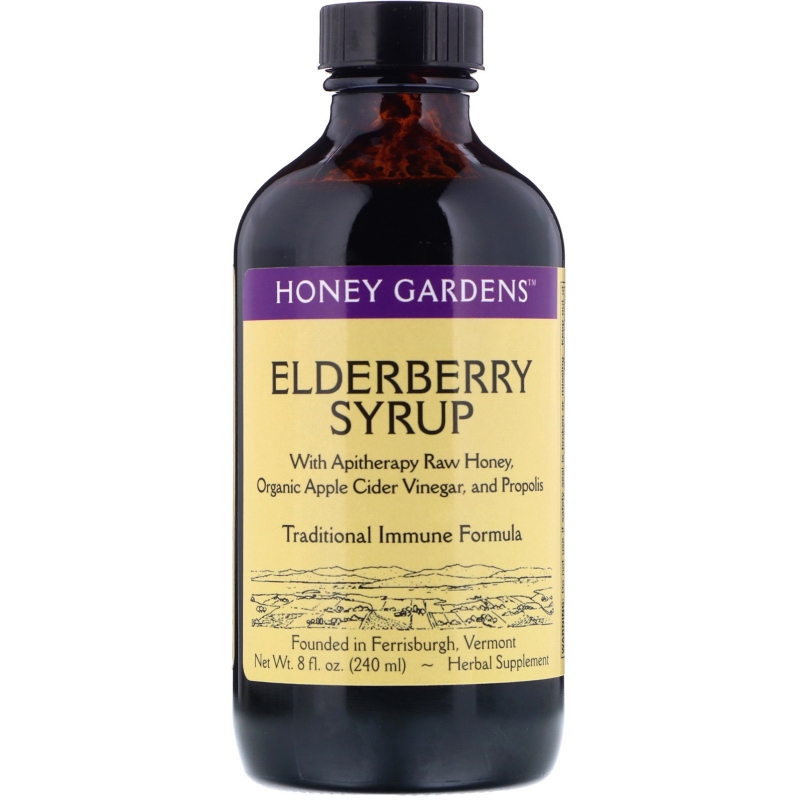 Honey Gardens, Сироп из бузины с апитерапией меда, прополисом и бузиной 8 жидких унции (240 мл)