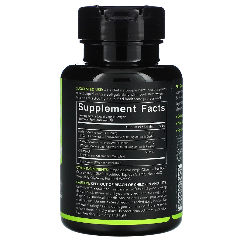 Sports Research, Plant Based, Garlic Oil with Parsley & Chlorophyll, 150 Veggie Softgels