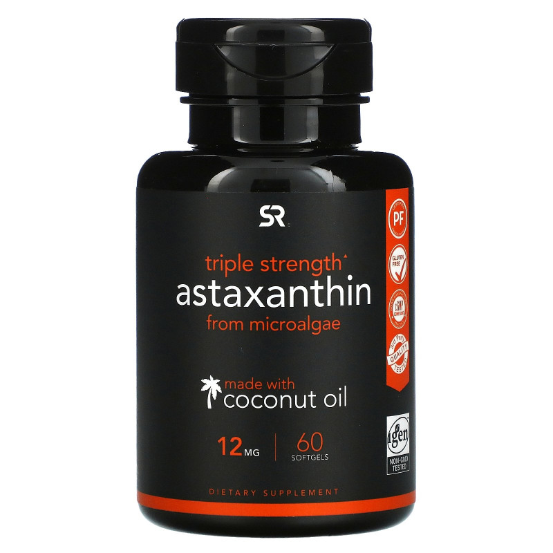 Sports Research, Astaxanthin Made With Coconut Oil, Triple Strength, 12 mg, 60 Softgels