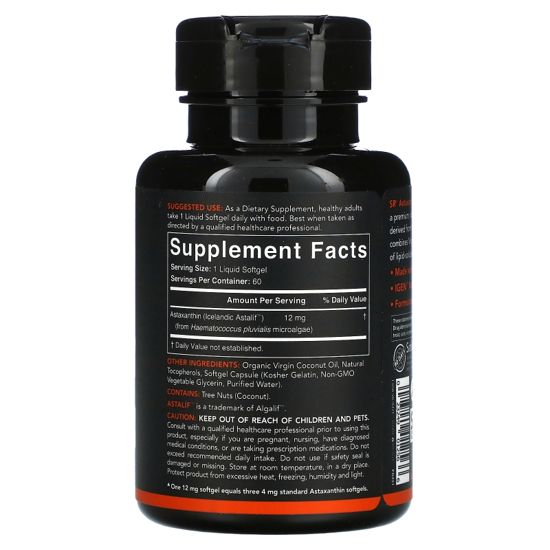 Sports Research, Astaxanthin Made With Coconut Oil, Triple Strength, 12 mg, 60 Softgels