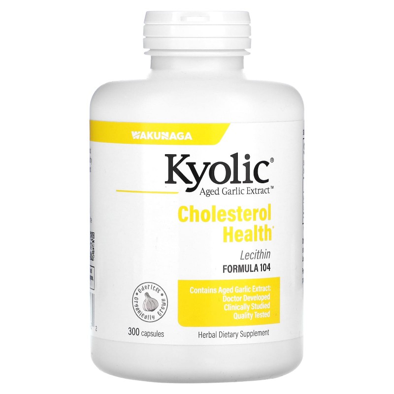 Kyolic, Экстракт выдержанного чеснока, лецитин и холестерин, Формула 104, 300 капсул
