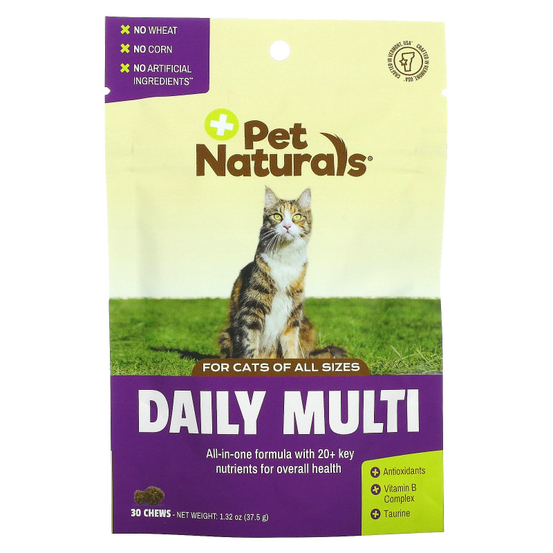 Pet Naturals, Ежедневный мультивитамин, для кошек, 30 жевательных таблеток, 1.32 унции (37.5 г)