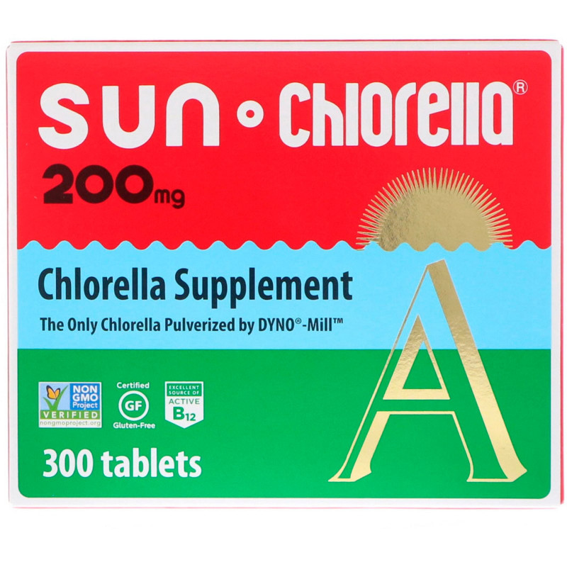 Sun Chlorella, Витамин А (хлорелла), 200 мг, 300 таблеток