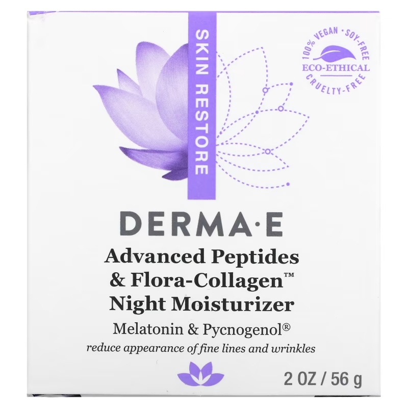 DERMA E, Ночное увлажняющее средство с пептидами и коллагеном с улучшенными свойствами, 56 г (2 унции)