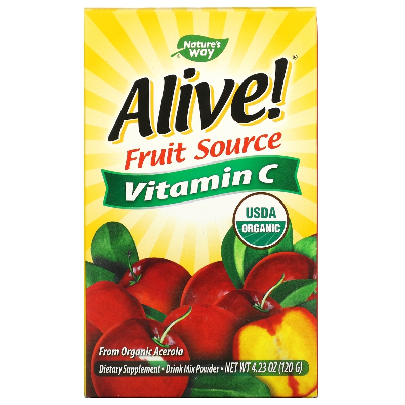 Nature's Way, Alive!, из фруктов, витамин C, порошковая смесь для приготовления напитка, 4,23 унц. (120 г)