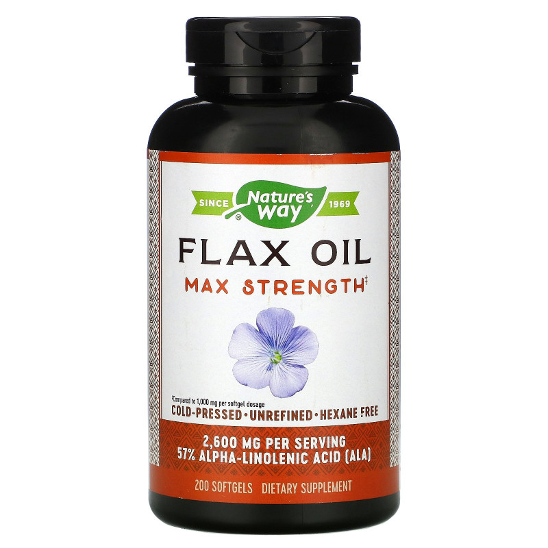Nature's Way, EFAGold, Flax Oil, Max Strength, 1,300 mg, 200 Softgels