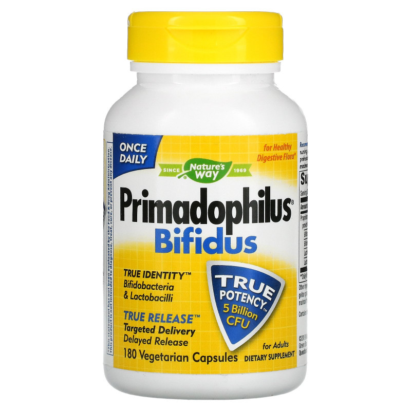Nature's Way, Primadophilus Bifidus, 5 млрд КОЕ, 180 вегетарианских капсул