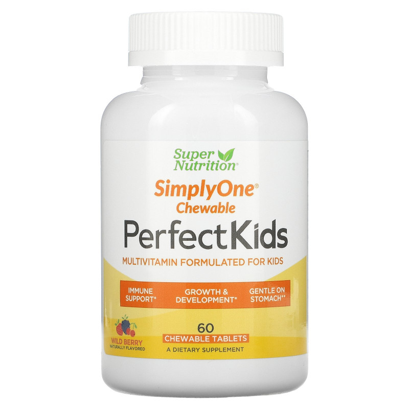Super Nutrition, erfect Kids Complete Multi-Vitamin, Wild-Berry Flavor, 60 Vegetarian Chewable Tablets