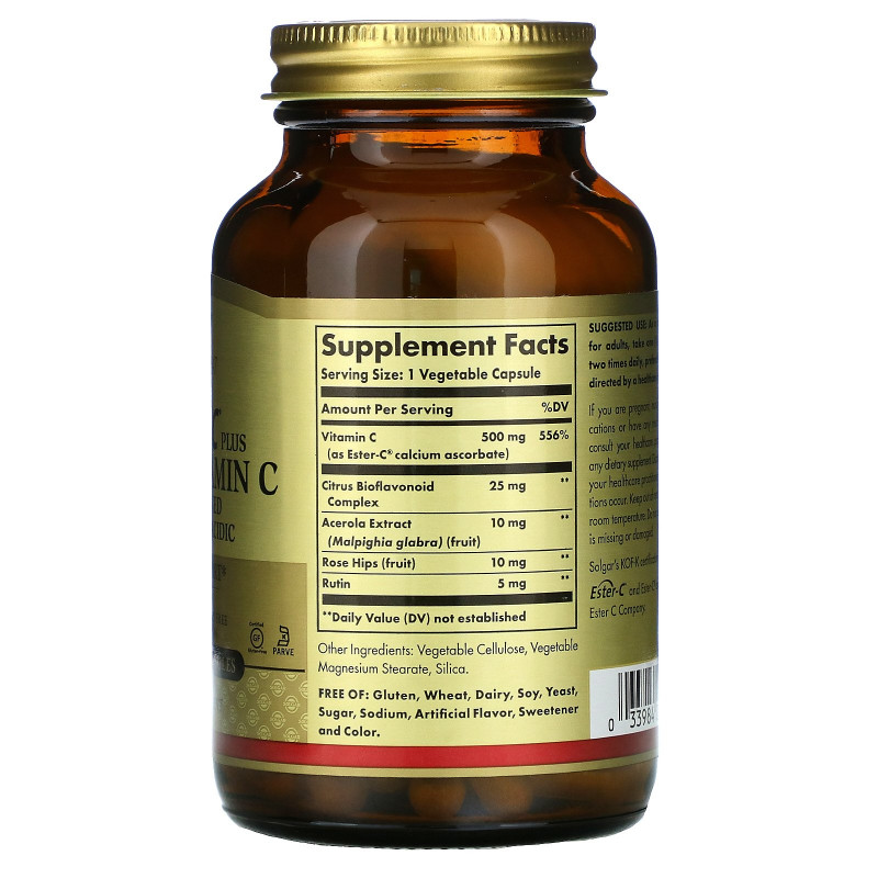 Solgar, Ester-C Plus, Витамин C,  500 мг, 100 вегетарианских капсул