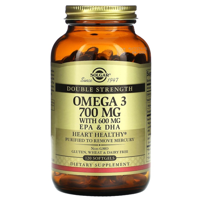 Solgar, Omega-3, EPA & DHA, Double Strength , 700 mg, 120 Softgels