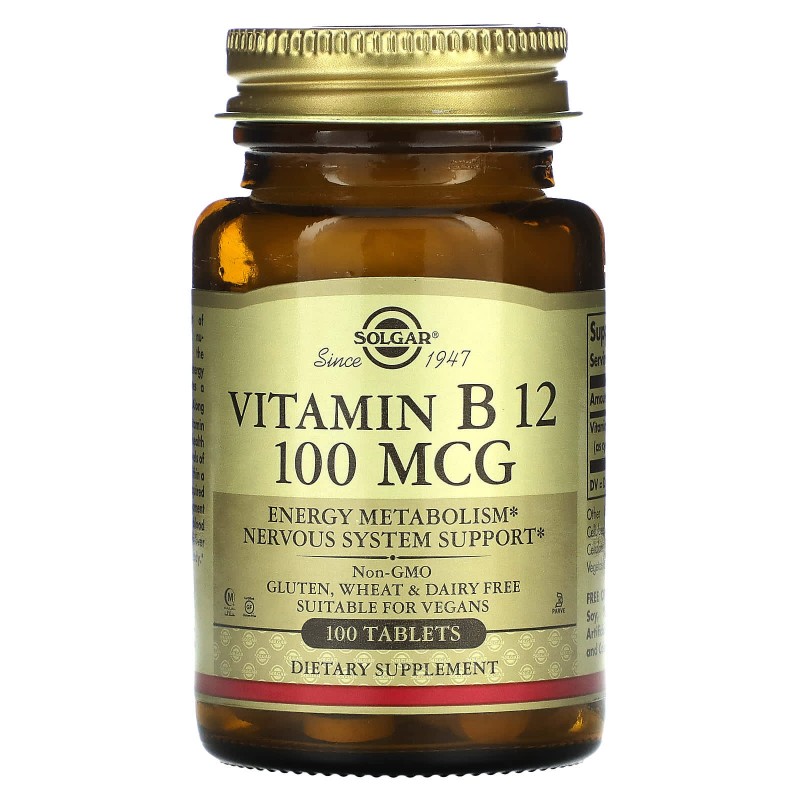 Solgar, Витамин B12, 100 мкг, 100 таблеток