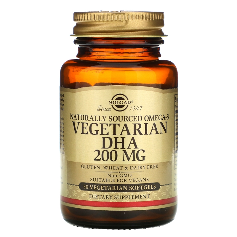 Solgar, Натуральная омега-3, ДГК растительного происхождения, 200 мг, 50 вегетарианских мягких таблеток