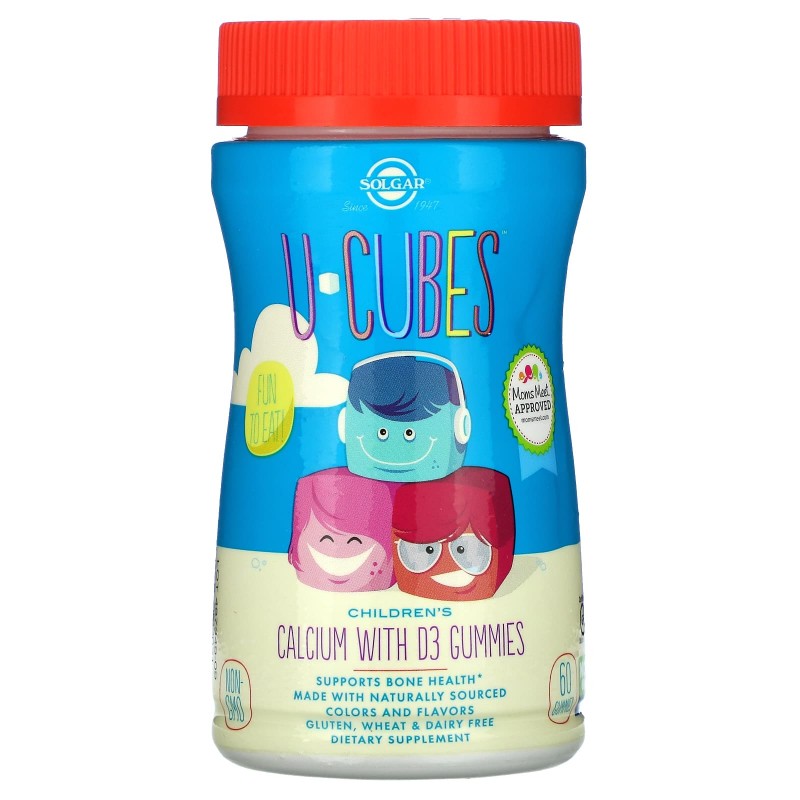 Solgar, U Cubes, детские жевательные витамины кальций с витамином D3, 60 жевательных желейных конфет