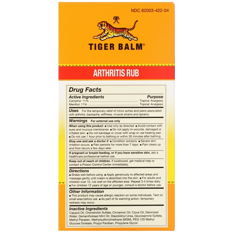 Tiger Balm, Arthritis Rub, без спирта, 4 жидких унций (113 мл)