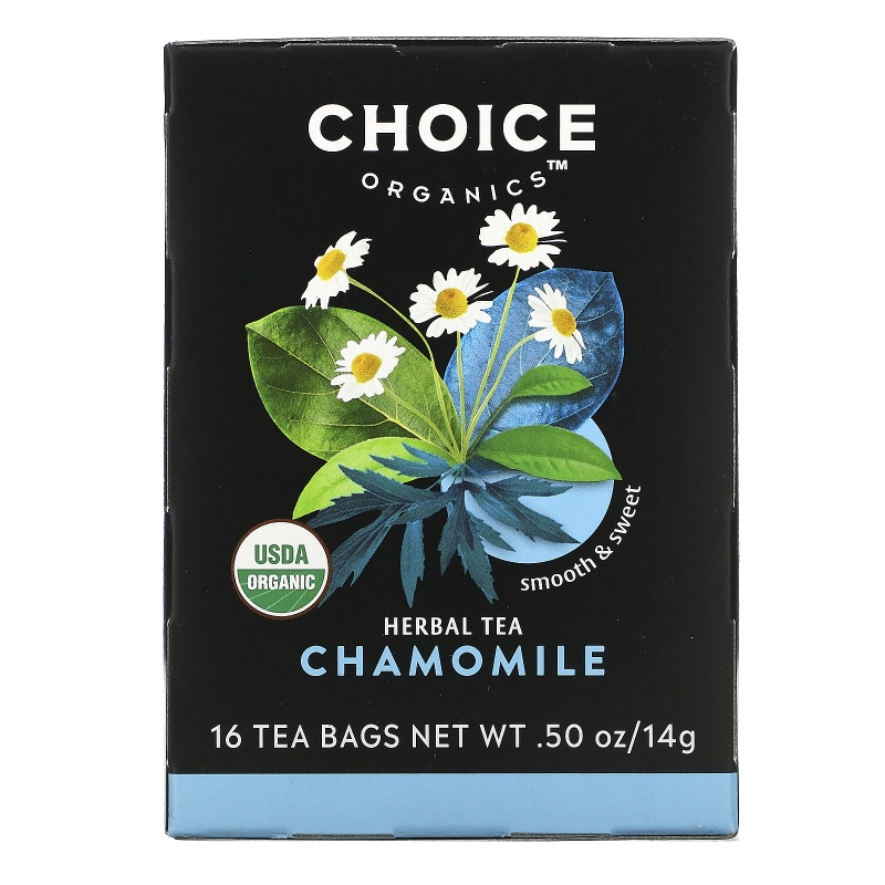 Choice Organic Teas, Травяной чай, органический, ромашка, без кофеина, 16 чайных пакетиков, 0,5 унции (14 г)