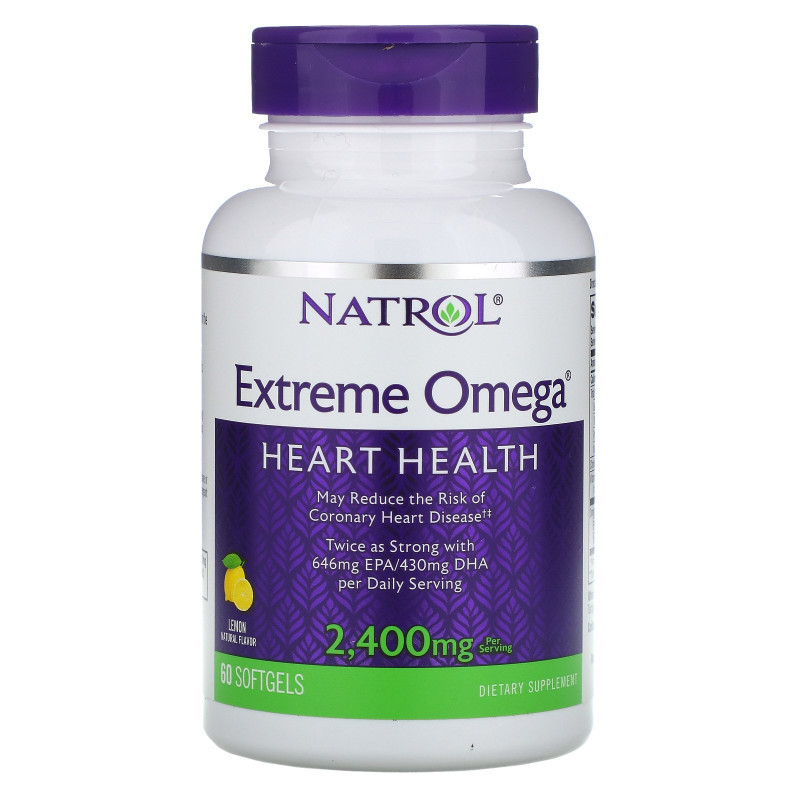 Natrol, Extreme Omega, Лимон, 2 400 мг, 60 мягких таблеток
