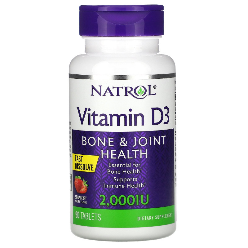 Natrol, Витамин D3, Клубника, 2 000 МЕ, 90 таблеток