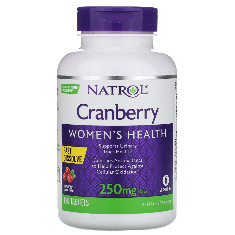 Natrol, Быстрорастворимый продукт со вкусом клюквы, 250 мг, 120 таблеток