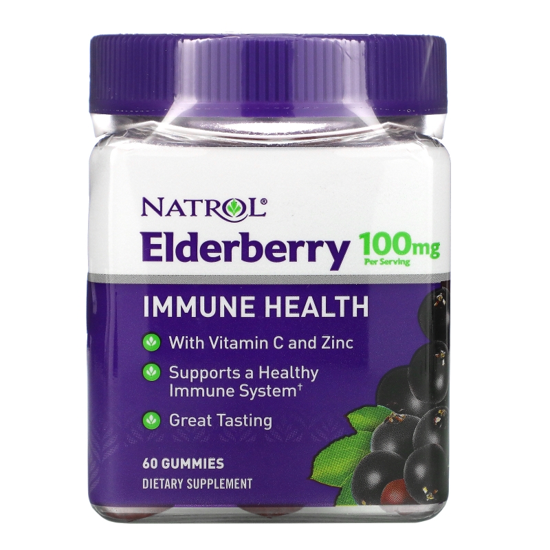 Natrol, Elderberry Immune Health, 100 mg, 60 Gummies