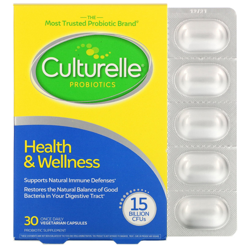 Culturelle, Health & Wellness, поддержка иммунитета, 30 вегетарианских капсул для приема один раз в день