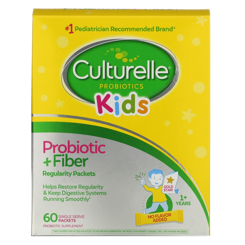 Culturelle, Kids, Regularity Probiotic + Fiber, Unflavored, 60 Single Serve Packets