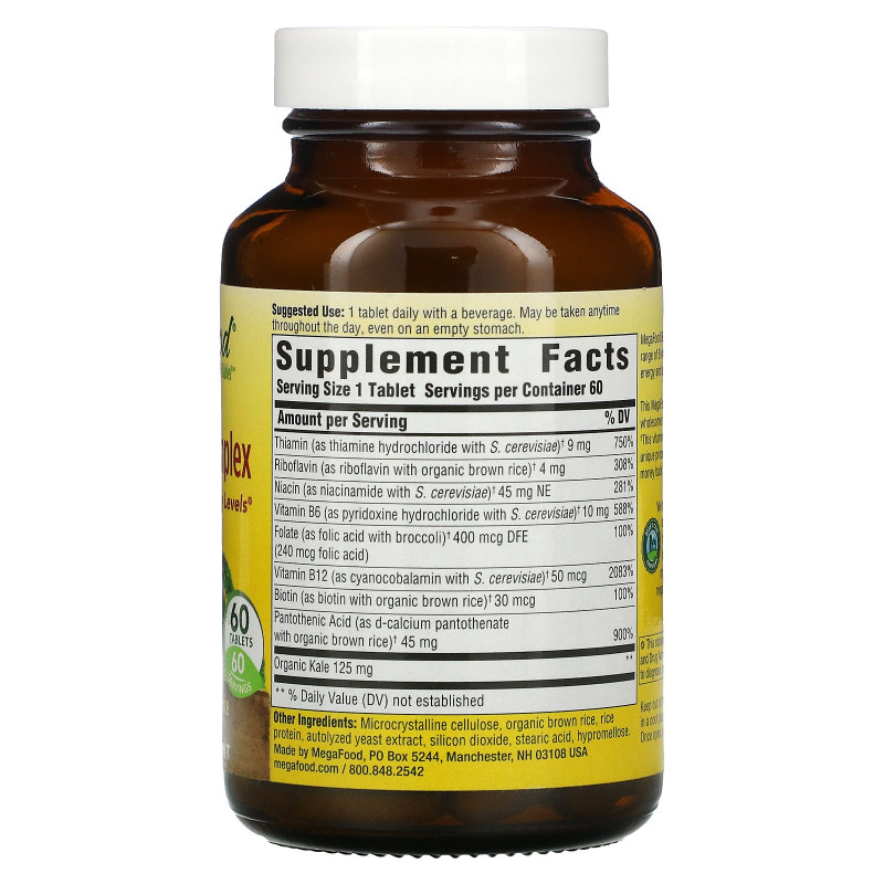 MegaFood, Сбалансированный комплекс витаминов В (Balanced B Complex), 60 таблеток