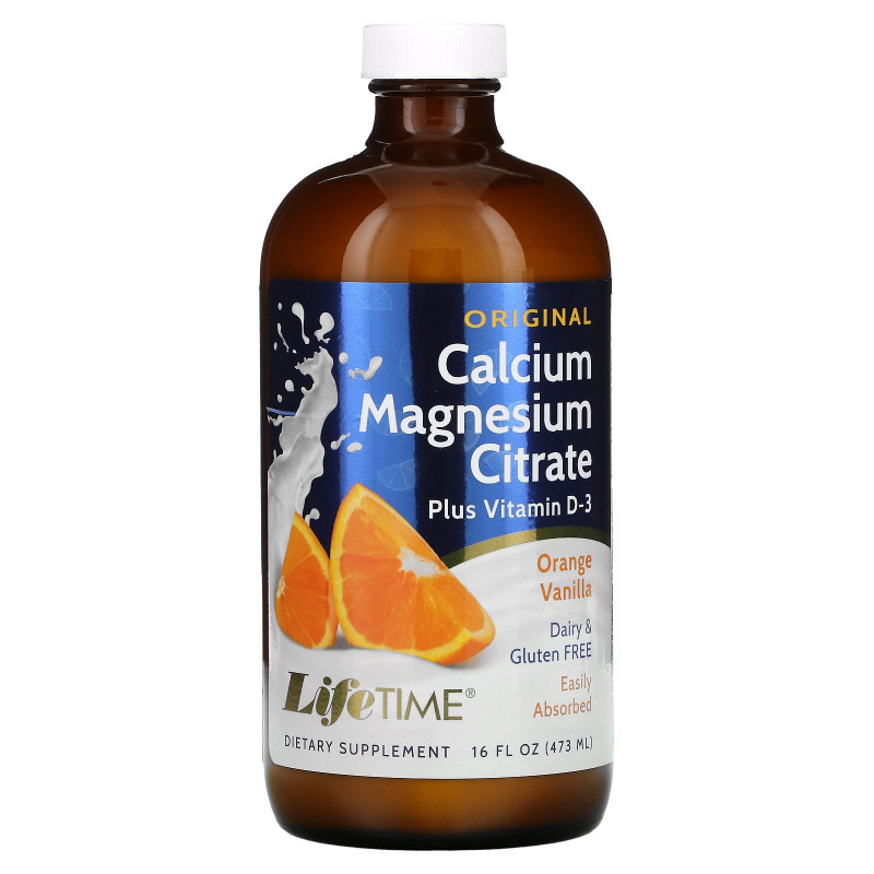 LifeTime Vitamins, Цитрат кальция и магния плюс витамин D3, оригинальный, со вкусом апельсина и ванили, 16 жидких унций (473 мл)