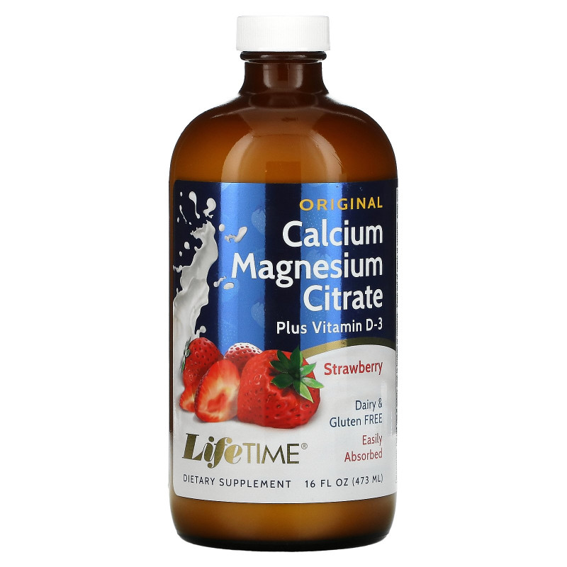 LifeTime Vitamins, Цитрат кальция и магния, Клубника, 16 ж. унц. (473 мл)