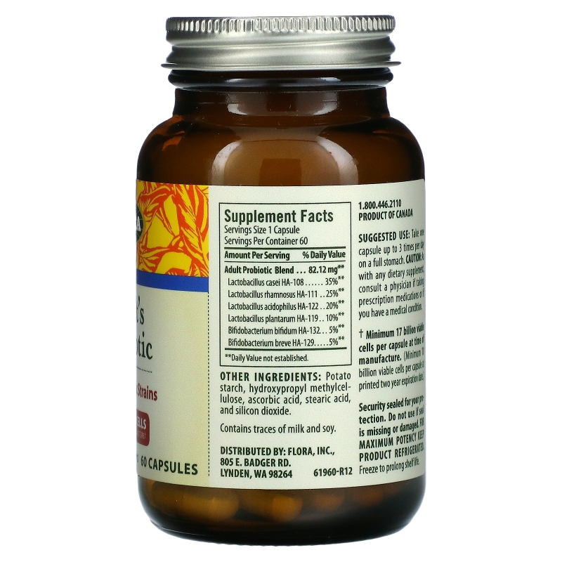 Flora, Udo's Choice, пробиотик для взрослых, 60 капсул
