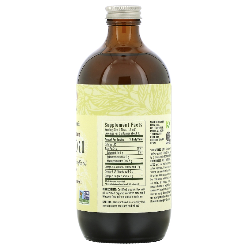 Flora, Органическое льняное масло с лигнином, 17 жидких унций (500 мл)