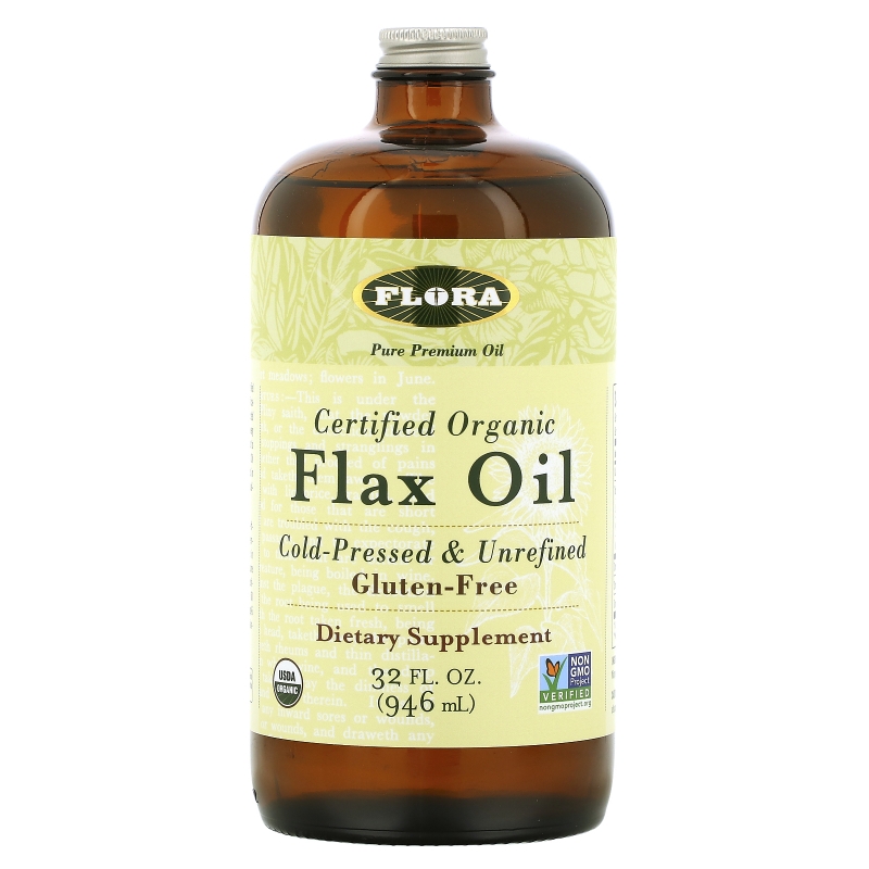 Flora, Сертифицированное натуральное льняное масло, 32 жидких унций (946 мл)