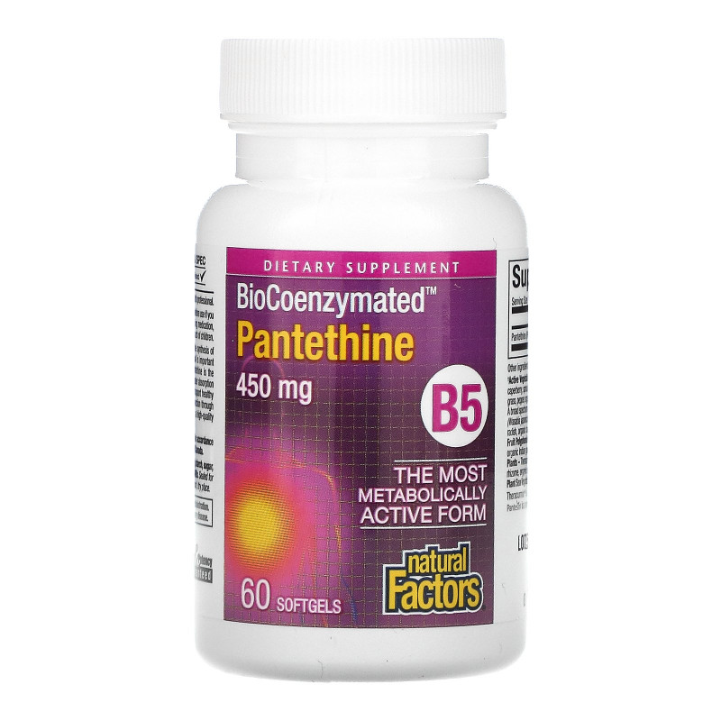 Natural Factors, BioCoenzymated, Pantethine, 450 mg, 60 Softgels