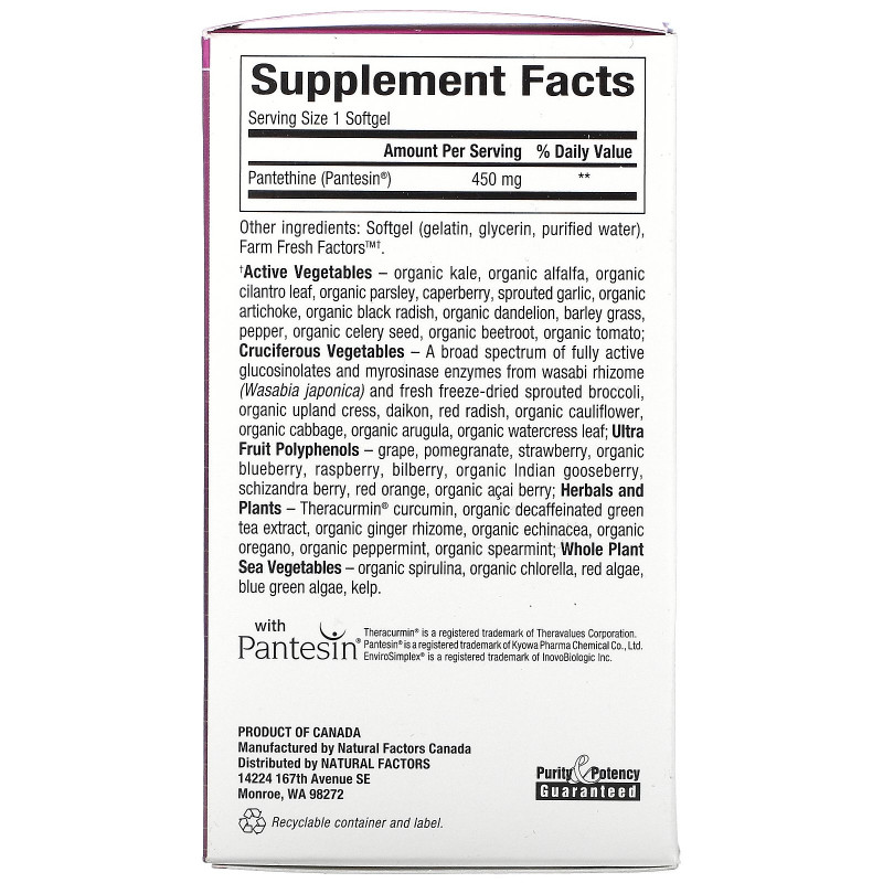 Natural Factors, BioCoenzymated, Pantethine, 450 mg, 60 Softgels