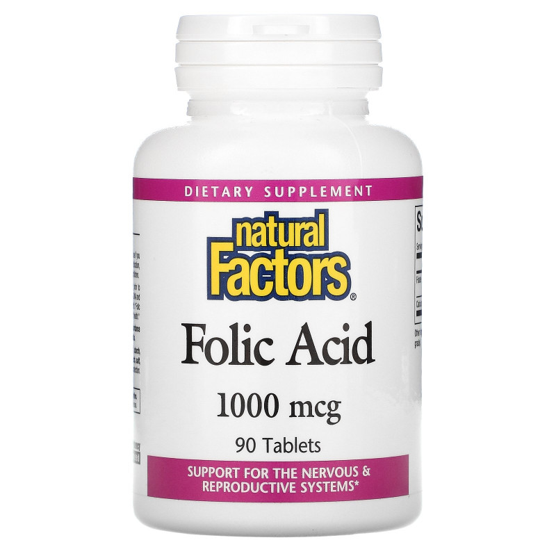 Natural Factors, Фолиевая кислота, 1000 мкг, 90 таблеток