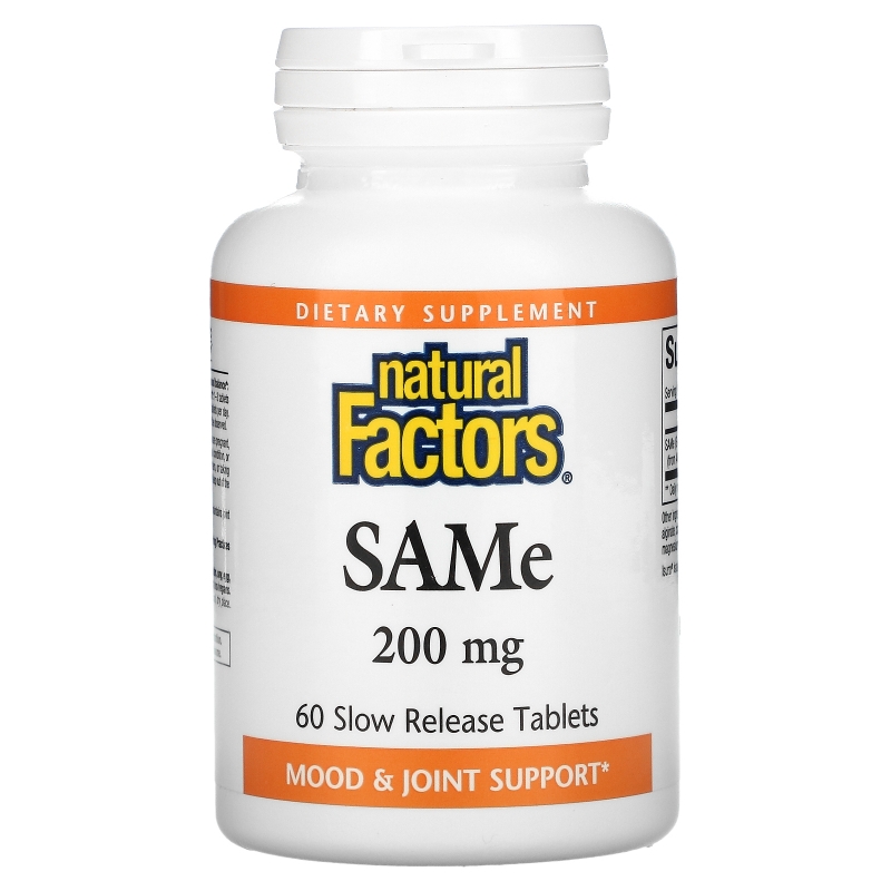 Natural Factors,  SAM-e (S-Adenosyl-L-Methionine), ISO-актив, 200 мг, 60 таблеток в кишечнорастворимой оболочке