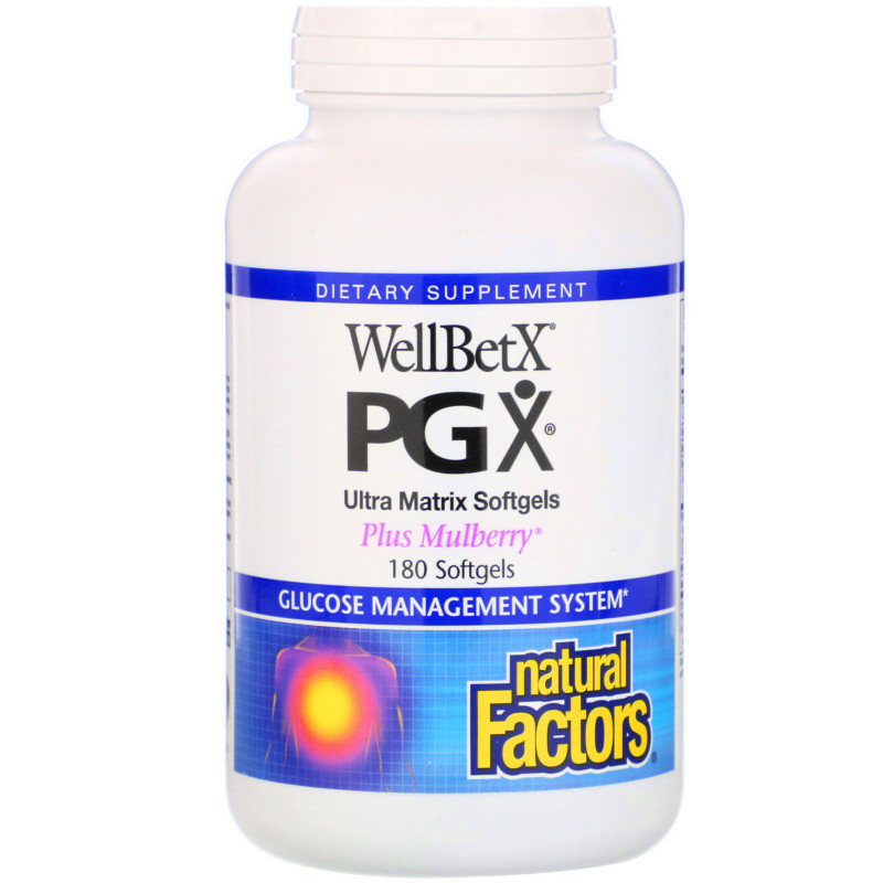 Natural Factors, WellBetX PGX, с шелковицей, 180 гелевых капсул