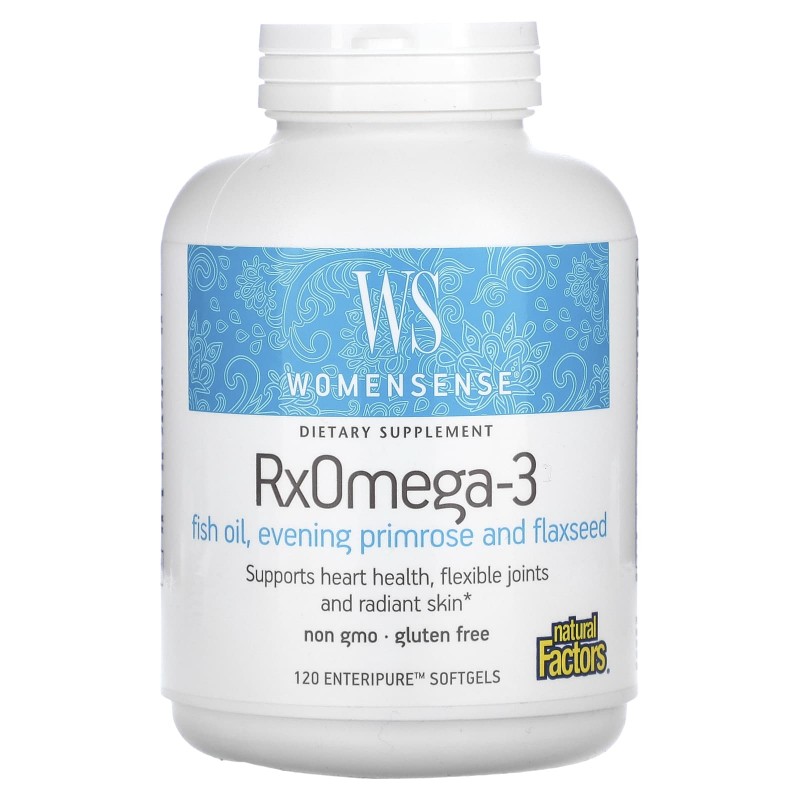 Natural Factors, WomenSense, RxOmega-3, 120 мягких желатиновых капсул Enteripure