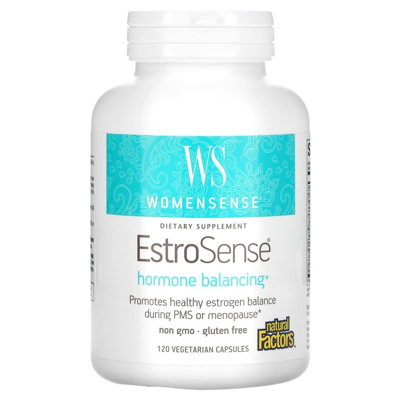 Natural Factors, WomenSense, EstroSense, Средство для поддержания гормонального баланса, 120 вегетарианских капсул