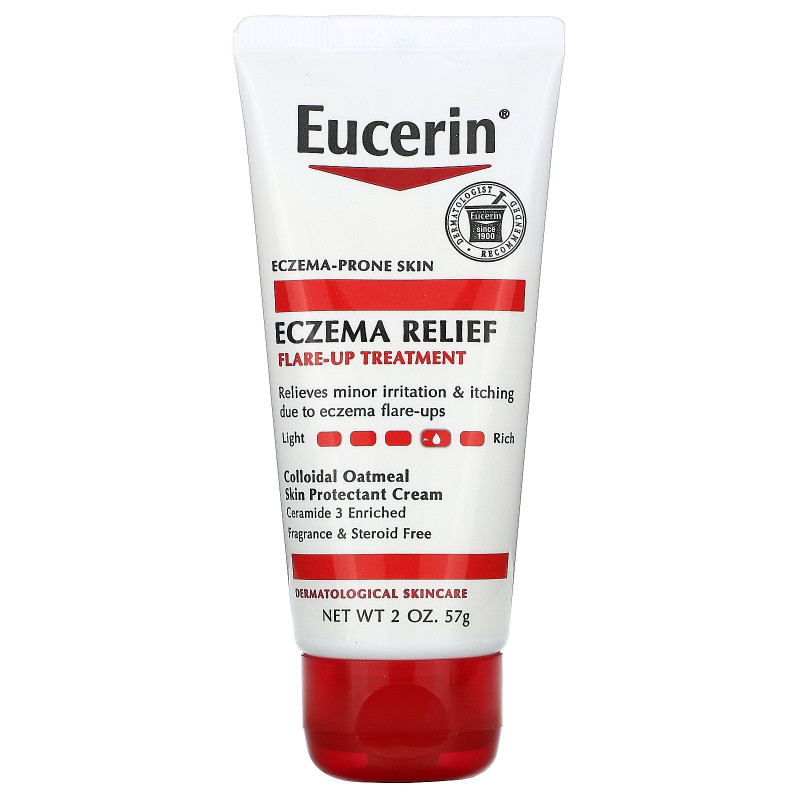 Eucerin, Eczema Relief, лечение вспышек экземы, 2 унции (57 г)