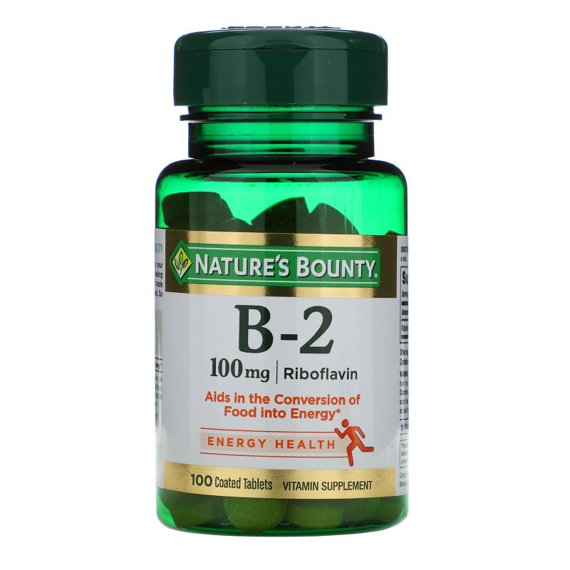 Nature's Bounty, Витамин B2, 100 мг, 100 таблеток, покрытых оболочкой